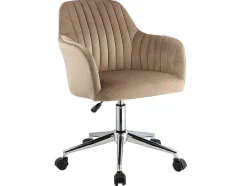 Bureaustoel Eleana - Fluweel - Verstelbare Hoogte - Beige