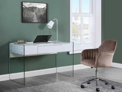 Bureaustoel Eleana - Fluweel - Verstelbare Hoogte - Beige