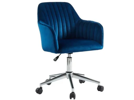 Bureaustoel Eleana - Fluweel - Verstelbare Hoogte - Blauw