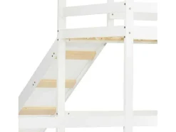 Cabine Stapelbed Met Glijbaan - 90X200Cm + 90X100Cm - Massief Grenen - Wit