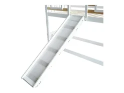 Cabine Stapelbed 90X200Cm - Massief Grenen - Met Trap En Glijbaan - Wit