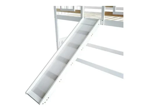 Cabine Stapelbed 90X200Cm - Massief Grenen - Met Trap En Glijbaan - Wit