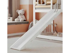 Cabine Stapelbed 90X200Cm - Massief Grenen - Met Trap En Glijbaan - Wit