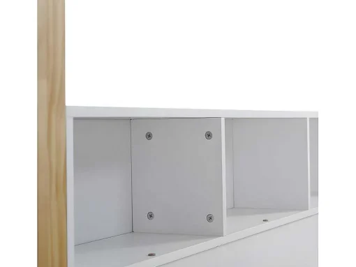 Cabinebed 90X200Cm Met Uitschuifbaar Onderschuifbed 90X190Cm - 4 Planken Op Bed - Structuur Massief Grenen - Wit