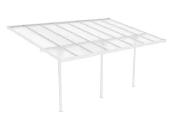 Carport Pergola Voor Tegen De Muur Van Aluminium 15,1 M Wit Alvaro