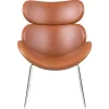Cazy Fauteuil Kunstleer Vintage Cognac Bruin - Chromen Onderstel.