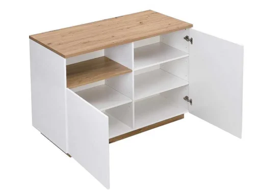 Centraal Keukeneiland Met 2 Deuren En 1 Nis Van Mdf - Naturel En Wit - Corelina