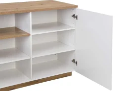 Centraal Keukeneiland Met 2 Deuren En 1 Nis Van Mdf - Naturel En Wit - Corelina