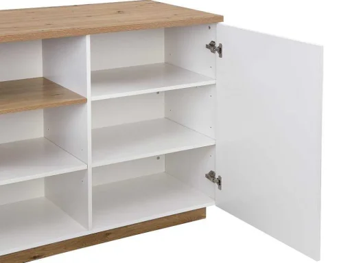 Centraal Keukeneiland Met 2 Deuren En 1 Nis Van Mdf - Naturel En Wit - Corelina