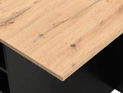 Centraal Keukeneiland Met 6 Lades En 4 Nissen Van Mdf - Licht Naturel En Zwart - Pomarela
