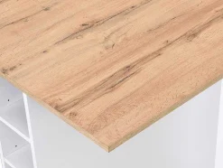 Centraal Keukeneiland Met 6 Lades En 4 Nissen Van Mdf - Licht Naturel En Wit - Pomarela
