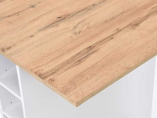 Centraal Keukeneiland Met 6 Lades En 4 Nissen Van Mdf - Licht Naturel En Wit - Pomarela