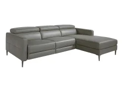Chaise Longue Bank In Donkergrijs Leer Met Relaxmechanisme 6126 Angel Cerda