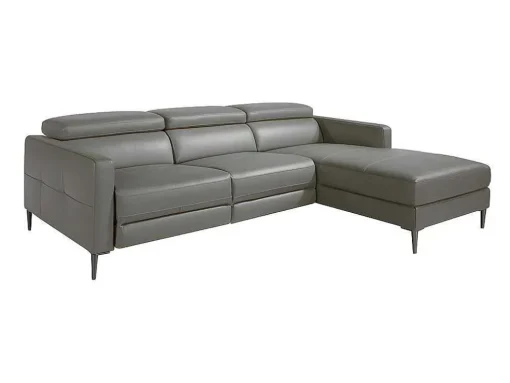 Chaise Longue Bank In Donkergrijs Leer Met Relaxmechanisme 6126 Angel Cerda
