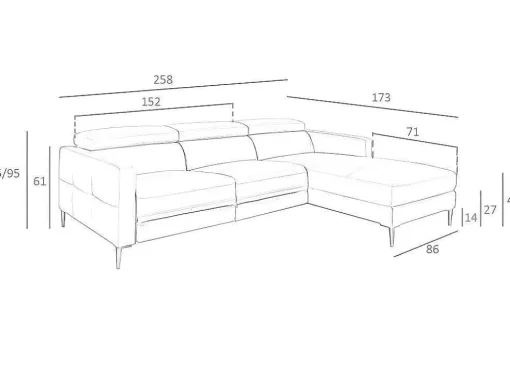 Chaise Longue Bank In Donkergrijs Leer Met Relaxmechanisme 6126 Angel Cerda