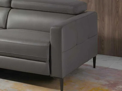 Chaise Longue Bank In Donkergrijs Leer Met Relaxmechanisme 6125 Angel Cerda