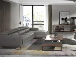 Chaise Longue Bank In Donkergrijs Leer Met Relaxmechanisme 6126 Angel Cerda
