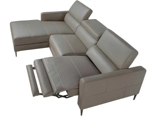 Chaise Longue Bank In Donkergrijs Leer Met Relaxmechanisme 6125 Angel Cerda