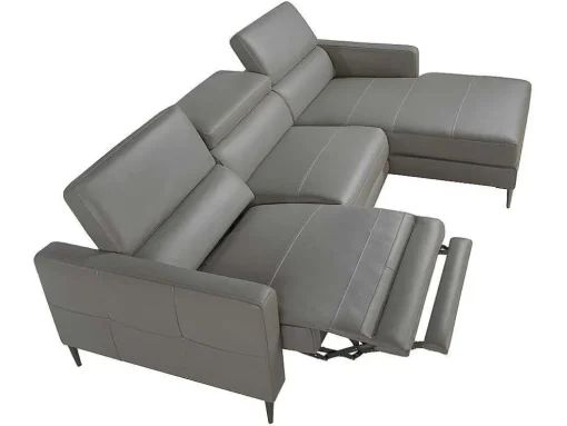 Chaise Longue Bank In Donkergrijs Leer Met Relaxmechanisme 6126 Angel Cerda