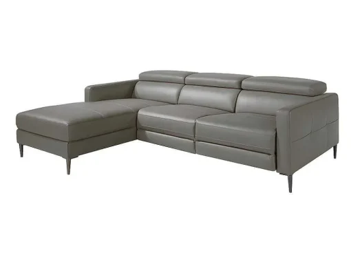 Chaise Longue Bank In Donkergrijs Leer Met Relaxmechanisme 6125 Angel Cerda
