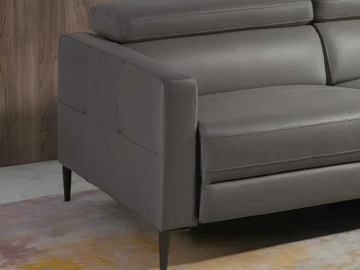 Chaise Longue Bank In Donkergrijs Leer Met Relaxmechanisme 6126 Angel Cerda