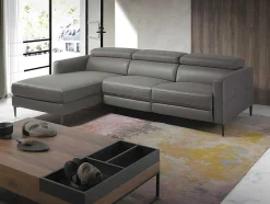 Chaise Longue Bank In Donkergrijs Leer Met Relaxmechanisme 6125 Angel Cerda