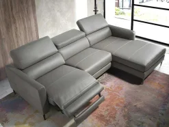 Chaise Longue Bank In Donkergrijs Leer Met Relaxmechanisme 6126 Angel Cerda