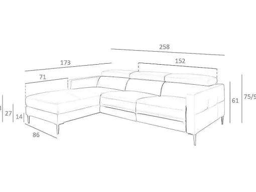 Chaise Longue Bank In Donkergrijs Leer Met Relaxmechanisme 6125 Angel Cerda