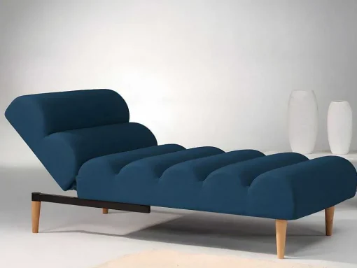 Chaise Longue Eenzits Slaapbank Cival Van Stof - Blauw