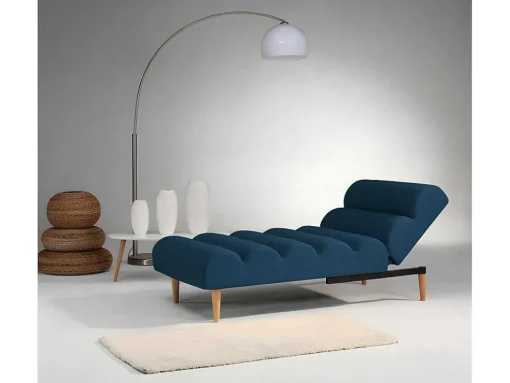 Chaise Longue Eenzits Slaapbank Cival Van Stof - Blauw
