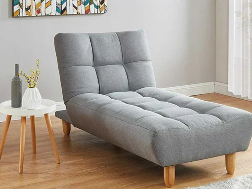 Chaise Longue Klik-Klak Van Stof - Grijs
