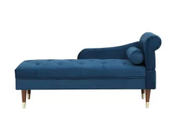 Chaise Longue Links Van Blauwgroen Velours Umari