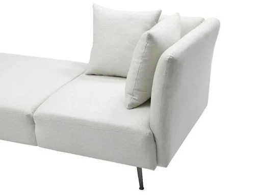 Chaise Longue Links Van Cremekleurige Stof Napasa