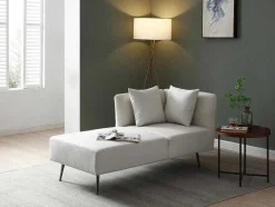 Chaise Longue Links Van Cremekleurige Stof Napasa