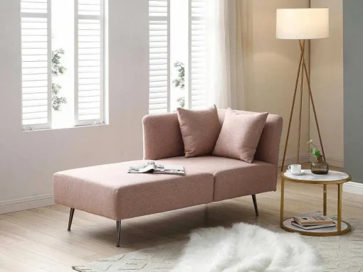 Chaise Longue Links Van Roze Stof Napasa