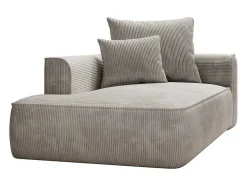 Chaise Longue Met Hoek Links Van Beige Ribfluweel Pineta