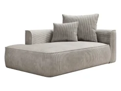 Chaise Longue Met Hoek Links Van Beige Ribfluweel Pineta