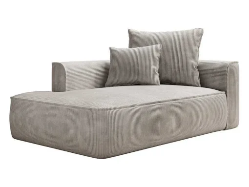 Chaise Longue Met Hoek Links Van Beige Ribfluweel Pineta