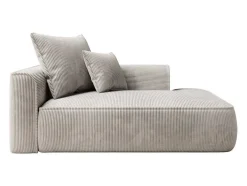Chaise Longue Met Hoek Rechts Van Beige Ribfluweel Pineta