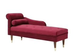 Chaise Longue Rechts Van Bordeaux-Rood Velours Umari