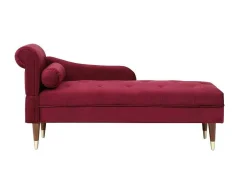 Chaise Longue Rechts Van Bordeaux-Rood Velours Umari