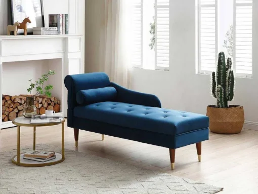 Chaise Longue Rechts Van Blauwgroen Velours Umari