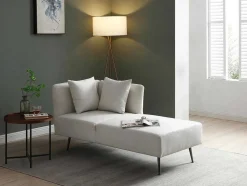Chaise Longue Rechts Van Cremekleurige Stof Napasa