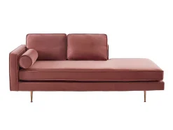 Chaise Longue Van Stof Kahel- Hoek Rechts - Oud Roze