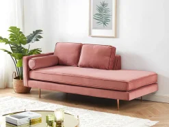 Chaise Longue Van Stof Kahel- Hoek Rechts - Oud Roze