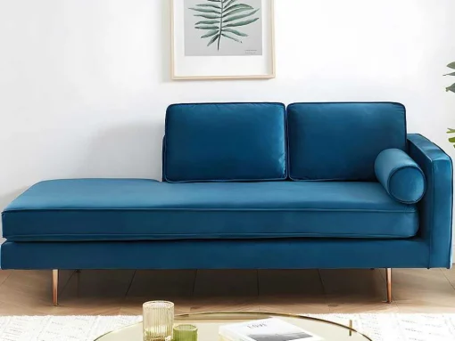 Chaise Longue Van Stof Kahel - Hoek Links - Eendblauw