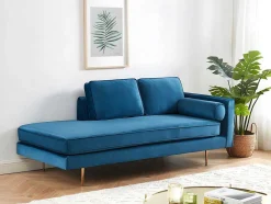 Chaise Longue Van Stof Kahel - Hoek Links - Eendblauw