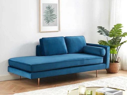 Chaise Longue Van Stof Kahel - Hoek Links - Eendblauw