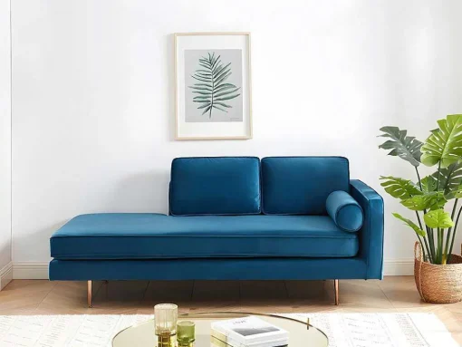 Chaise Longue Van Stof Kahel - Hoek Links - Eendblauw