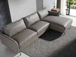 Chaiselongue Bank (R) In Leer En Verdonkerd Staal 6154 Angel Cerda
